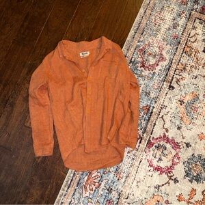 Flax Womens Button Down Shirt in Orange